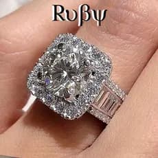 Ruby * Novo estilo criativo redondo diamante corações oito flechas zircão anel conjunto completo T anel de noivado quadr