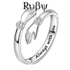 Ruby * Europeu Americano Criativo Mãos Abraço Anel Feminino Amor Abraço Abertura Anel Ajustável Presente de Aniversário