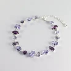 [Estoque pronto] Pulseira de zircão roxo estilo doce moda feminina leve estilo luxuoso pulseira elegante exclusiva de al