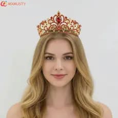 MXMUSTYZA Rainha Tiara Coroa , Elegante Barroca Vintage , Liga Brilhante Headwear Antigo Grécia Festa
