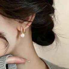 [Estoque pronto] Brincos de pérola de dupla camada de diamante leve e luxuoso elegante feminino 2026 novo estilo brincos