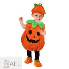 Halloween Laranja Abóbora Traje De Pelúcia Crianças Bebê Unisex Fantasia Vestido Conjunto Roupas Para Festa Cosplay
