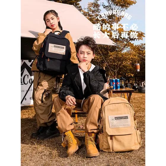 Alunos do ensino fundamental Mochilas escolares de terceira a sexta série Mochilas de lona Meninos Meninas Alunos do ens