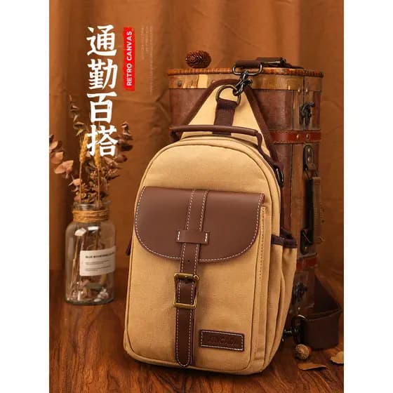Bolsa de lona masculina mochila mensageiro grande capacidade de peito japonesa bolsa de ombro multifuncional bolsa