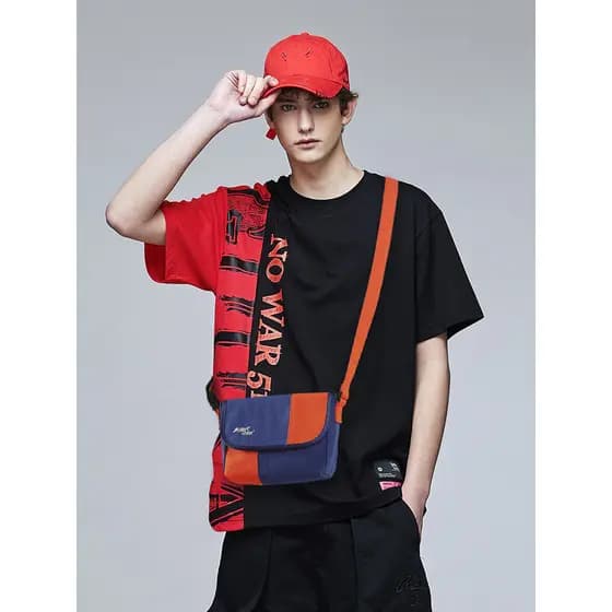 Estilo japonês Street Wear saco de peito masculino saco do mensageiro Casual ins na moda simples moda esportes estudante
