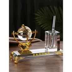 Suporte de caneta globo de cristal de alta qualidade, líder, escritório, empresa, local de trabalho, decoração, presente