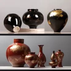 Novo chinês Retro preto ouro vaso de cerâmica ornamentos dinastia canção estética sala chá expositor mesa jantar luz lux