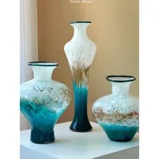 Dinastia Song estética Zen esmalte azul branco padrão de mármore vaso ornamentos Medieval sala estar entrada arranjo flo