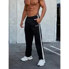 YoungLa/fita calças casuais listradas bordadas rua Fitness calças esportivas jovens calças de moletom retas masculinas