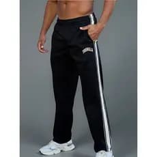 YoungLa primavera outono calças esportivas dos homens em linha reta Casual Sweatpants preto branco fita retalhos solto c