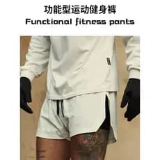 ASRV Shorts esportivos masculinos de verão, calças falsas americanas de duas peças, Anti-exposição, corrida, Fitness, se