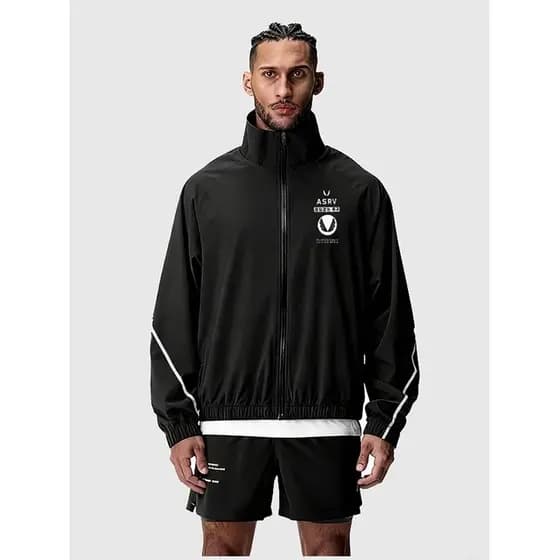 ASRV jaqueta de Fitness fina masculina, jaqueta esportiva ao ar livre, gola com zíper, secagem rápida, repelente de água