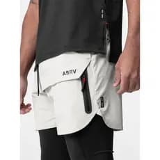 ASRV Shorts esportivos americanos masculinos verão de secagem rápida respirável calças de quarto com zíper bolso pista c