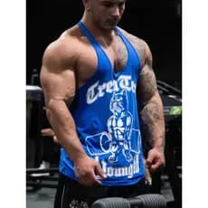 YoungLa verão fitness em forma de I colete masculino músculo fitness cão algodão esportes correndo colete absorvente de