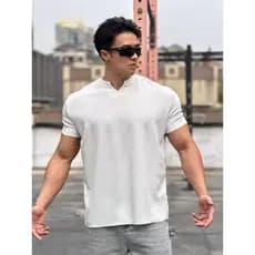 Roupas de Fitness com decote em V masculinas punhos elásticos de manga curta verão mostrar músculos de secagem rápida re