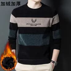 W inverno engrossado camisola masculina em torno do pescoço solto de meia-idade manga comprida topo tamanho grande forro