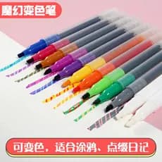 Douyin Caneta mágica que muda de cor do mesmo estilo 10 cores Marcador de duas cabeças Versão coreana Influencer Girl in