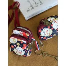 Mini saco de chave bonito dos desenhos animados saco de moedas meninos meninas Halter pequeno saco de pano fone de ouvid