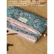 Bolsa de embreagem de tecido fino, 2 compartimentos com zíper, documentos de mudança de celular, bolsa pequena feminina