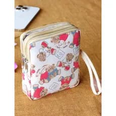 Estilo japonês de duas camadas zíper chave moeda mudança solta embreagem de papel simples saco de pulso médio pequeno ta