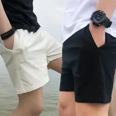 Shorts de algodão puro masculino verão calças de três pontos versão coreana magro-ajuste estiramento calças de 3 pontos