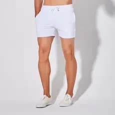 Verão branco esportes Shorts homens correndo Fitness calças de três pontos masculino puro algodão estiramento pista camp