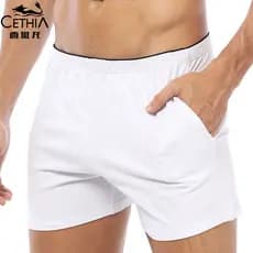 Calças de seta masculinas de algodão puro solto Boxer Briefs respirável Shorts esportivos finos calças de três pontos ca