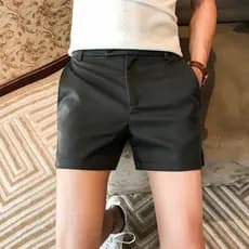 Verão fenda lateral puro algodão Casual calças de três pontos calças pretas magro-ajuste Shorts apertados masculinos ver