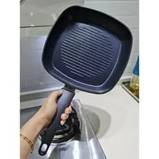 Frigideira quadrada dedicada para bife, frigideira listrada de alumínio fundido, antiaderente, panqueca doméstica, café