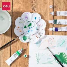 Deli flor de ameixa grande paleta de pintura de cores estudante arte aquarela guache pintura chinesa paleta de três linh
