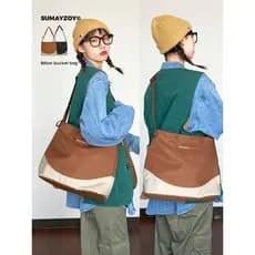 SUMAYZOY Bolsa mensageiro de grande capacidade outono inverno bolsa balde simples Casual esportiva bolsa de ombro novo e