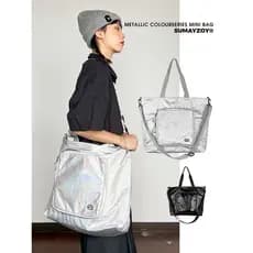 SUMAYZOY Sacola Bolsa de Ombro de Grande Capacidade Bolsa de Viagem Bolsa Mensageiro Nicho Reflexivo Prata Esportes Acad