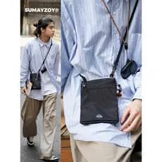 SUMAYZOY/THE FOG Bolsa mensageiro masculina japonesa primavera outono bolsa pequena portátil ultrafina mini bolsa quadra
