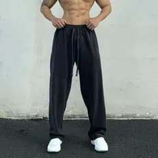 Calças esportivas masculinas retas soltas Drape Casual americano treinamento muscular irmãos agachamento Fitness Sweatpa
