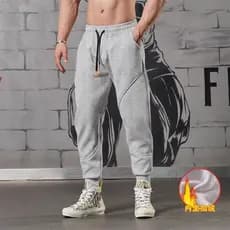 W inverno forro de lã calças esportivas masculinas fechamento solto treinamento de corrida ao ar livre quente Fitness su