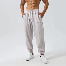 Calças esportivas masculinas estilo americano em linha reta Casual solto rasgado treinamento basquete tamanho grande Fit