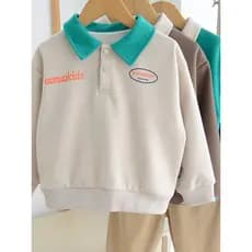 Crianças primavera novo produto pulôver camisa de lã bebê Casual moletom meninos lapela topo puro algodão confortável ca