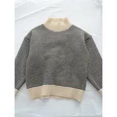 Crianças mais camisola de lã inverno meninos meninas versão coreana quente Alpaca engrossado Bottoming listrado pulôver
