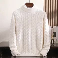 100% camisola de caxemira pura masculina meia gola alta camisola Casual Jacquard malha camisa de fundo engrossado macio