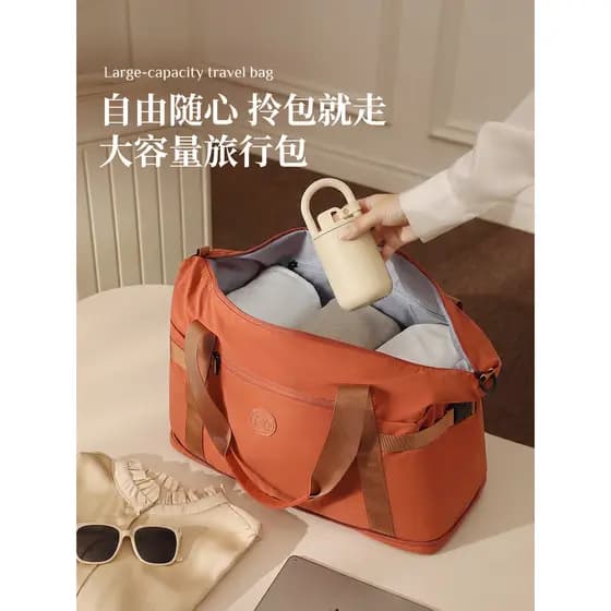 Bolsa de viagem dobrável, grande capacidade, feminina, leve, portátil, curta distância, negócios, viagem, mochila, embar