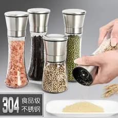 Frasco de tempero de aço inoxidável, moedor de pimenta em pó, recém-moído, grânulos de pimenta preta, moedor Manual, ger
