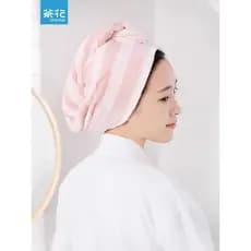 Touca de secagem de cabelo de camélia, touca de banho de secagem rápida, doméstica, sem fiapos, macia, fofa, cor sólida,