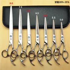 Tesoura de corte de cabelo de dragão roxo 5.5-7.0 cabeleireiro corte plano dentes corte desbaste conjunto Pet Grooming c
