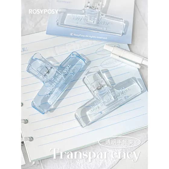 Transparente transparente acrílico clipe papelaria ins estilo manual grande clipe de cauda longa estudante escritório te