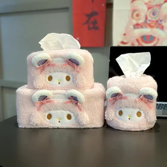 Rosa menina coração bonito dos desenhos animados capa de tecido macio bonito caixa de tecido de pelúcia casa carro caixa
