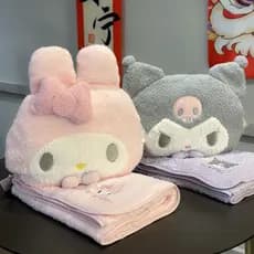Bonito dos desenhos animados travesseiro cobertor dois-em-um estilo fino Coral velo ar condicionado colcha Nap xale pequ
