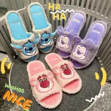 Bonito chinelos de dedo aberto feminino dos desenhos animados menina coração peludo casa sapatos primavera outono interi