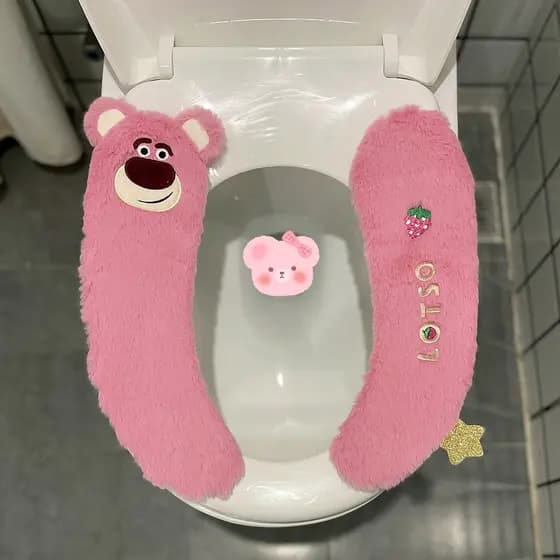 Bonito dos desenhos animados tapete de toalete inverno quente menina coração assento do vaso sanitário doméstico à prova
