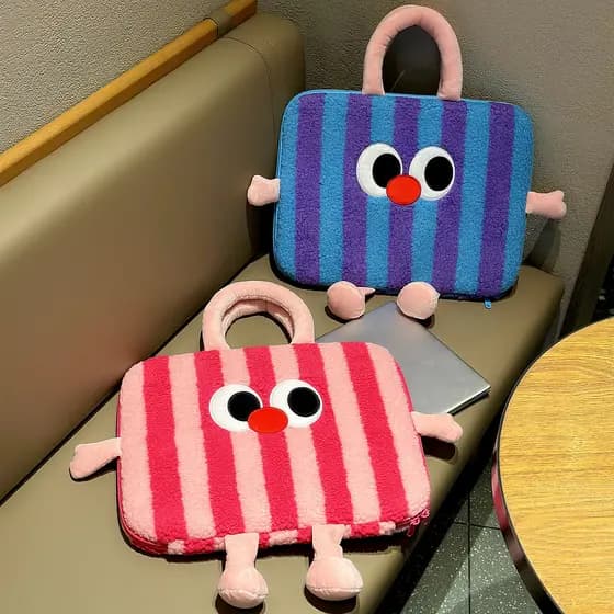 Bonito dos desenhos animados engraçado olhos grandes portátil saco de arquivo portátil iPad Tablet saco de armazenamento