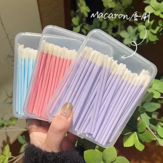 Macaron cor descartável lábio escova batom escova maquiagem artefato ferramenta reunindo cotonete vara maquiagem escova